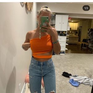 Orange cut out top
